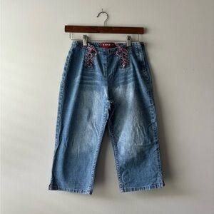 Zana.Di blue Y2K capri with side‎ leather pink straps size 18 Junior